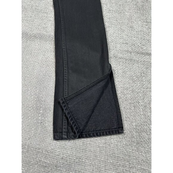 Grlfrnd Jeans Womens 24 28x31 Black Hailey Coated Low Rise Slim Boot Slit - Picture 3 of 13